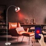 Globo lighting - lampadaire intelligent lampe  arc  intensit variable boule chrome lampe de salon ...
