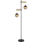 Globo lighting - lampadaire noir or lampe de salon boules fum�es lampadaire r�glable en hauteur, m�tal ...