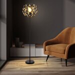 Globo lighting - lampadaire noir or lampadaire salon design feuilles cristaux, 1x e27, dxh 40x157 cm