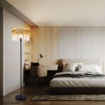 Globo lighting - lampadaire lampadaire plafonnier chambre � coucher ambre noir tiges de verre, m�tal, ...