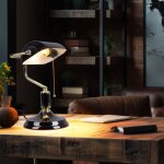 Globo lighting - lampe de banquier lampe de table lampe de lecture noire lampe de bureau dor�e lampe ...
