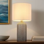 Globo lighting - lampe de chevet grise verre lampe de table lampe de salon textile lampe de table lampe ...