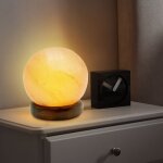 Globo lighting - lampe de table cristal de sel lampe en cristal de sel socle en bois lampe de table en ...