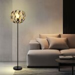 Globo lighting - led lampadaire noir or lampadaire salon design feuilles cristaux, 7w 806lm blanc chaud, ...