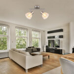 Globo lighting - plafonnier plafonnier salle � manger luminaire argent 2 lumi�res orientable l 25 cm