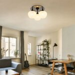 Globo lighting - plafonnier plafonnier salle  manger verre clair blanc  motif chrom noir