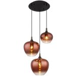 Globo maxy suspension cluster avec abat - jour en verre noir mat cuivr�, 3 ampoules e27