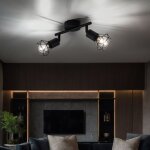 Plafonnier 2 ampoules spot noir 2 spots plafonnier orientable noir, cage design m�tal, 2x 6w 2x 700lm ...