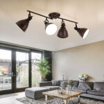 Plafonnier 4 spots spot barre spot mobile spot plafonnier, mtal rouill, 4x douilles e14, lxlxh 80x15x20 ...
