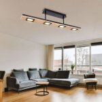 Globo - plafonnier bois 4 flammes lampe en bois plafond lampe de cuisine moderne plafonnier led, mtal ...