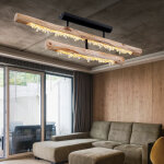 Globo - plafonnier en bois rustique lampe de salon en bois noir, avec dcor cristal, 1x led 30w 1350lm ...