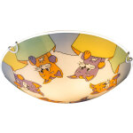 Globo - plafonnier pour enfant, luminaire pour chambre d'enfant, motif animaux, chat, verre, 2 ampoules ...