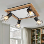 Plafonnier led, lampe en bois, lampe de salon, lampe de salle � manger, fonction m�moire, spots mobiles, ...
