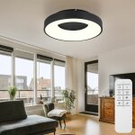 Plafonnier led plafonnier lampe de salon ronde cct lumi�re du jour avec t�l�commande, m�tal opale plastique ...
