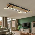 Plafonnier plafonnier orientable et orientable 2x spots led laiton aspect bois l 81 cm