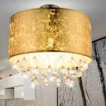 Globo - plafonnier sommeil chambre d'amis tissu abat - jour cristal luminaire feuille or design 15187d3s ...
