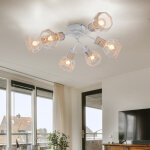 Plafonnier spot 6 ampoules spot abat - jour cage plafonnier raphia blanc, mtal, naturel, 6x douilles ...