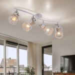 Plafonnier spot de plafond 4 flammes m�tal bois e27 spot barre 4 flammes blanc, spot orientable, 4x e27, ...