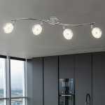Spot led bar 4 spots plafonnier orientable plafonnier moderne, cristaux de verre chroms, 4x 6w 475lm ...