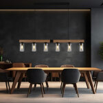 Suspension aspect bois lampe de table  manger 6 flammes suspension salon, verre fum mtal noir, 6x ...