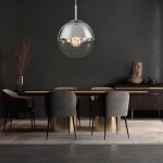 Suspension boule de verre boule de verre chrome lampe de salle  manger suspension verre, mtal, 1x douille ...
