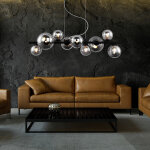 Suspension boule verre suspension table à manger noir salon lampe suspension moderne, verre fumé, 9x ... Suspension boule verre suspension table à manger noir salon lampe suspension moderne, verre fumé, 9x ...