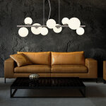 Suspension led lampe de salle  manger rglable en hauteur boules de verre lampe  suspension verre blanc, ...