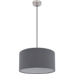 Suspension plafonnier salle � manger suspension textile abat - jour rond anthracite, tissu m�tal, 1x ...