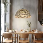 Suspension table � manger suspension bambou lampe de salle � manger marron, lampe boh�me en bois tress� ...