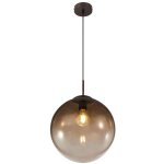 Globo varus suspension globe en verre ambr� marron, 1 ampoule e27