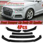 Kingso - glossy anteriore lowere bumper lip body kit spoiler splitter pour audi a3 s3 2 hasaki
