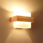 Appliques murales bois, moderne e27 lampe murale, verre luminaire interieur design minimaliste pour salon, ...