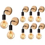 Goeco - applique murale design bois courb�, fer forg� noir, 8 culots e27, ampoule non incluse