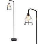 Goeco - lampadaire salon industrielle noire rtro, douille e27 (ampoule non incluse), interrupteur  ...