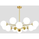 Goeco lustre dor� moderne, douille e27 avec abat - jour en verre d�poli blanc, lampe suspendue pour salon, ...