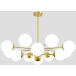 Goeco lustre dor� moderne, douille e27 avec abat - jour en verre d�poli blanc, lampe suspendue pour salon, ...