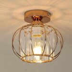 Goeco - mini plafonnier en cristal moderne, lustre en cristal e27, luminaire couloir plafonnier dor ...