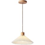 Goeco mjsdjof lampe � suspension en tissu pliss�, lampes � suspension japonaises en bois massif, lustre ...