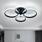 Goeco plafonnier led design circulaire, 4 t�tes, noir, 57. 5x46x11. 5 cm, lumi�re blanche 48w, id�al ...