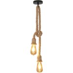 Suspension industriel vintage lustre corde de chanvre double tête longueur 1m réglable convient pour ... Suspension industriel vintage lustre corde de chanvre double tête longueur 1m réglable convient pour ...