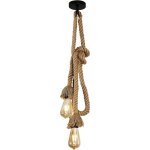Goeco - suspension industriel vintage lustre corde de chanvre double t�te longueur 2m r�glable convient ...
