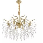 Or luxueux lustre  8 branches en cristal lustre cristal transparent plafonnier lampe  suspension verre ...