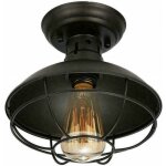 Plafonnier vintage lampe semi - encastr� suspendue industrielle lustre eclairage abat - jour en m�tal ...