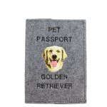 Golden retriever - protge passeport pour chien, protge document, cadeau voyage de art - dog