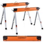 Golus lot de 2 tr�teaux de scie pliable charge 500kg - chevalets de sciage structure triangulaire pour ...