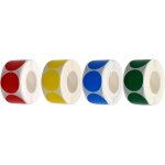 Gommettes rondes multicolore 4 rouleaux rouge, jaune, vert, bleu gommettes autocollantes impermable ...