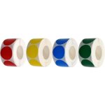 Gommettes rondes multicolore 4 rouleaux rouge, jaune, vert, bleu gommettes autocollantes imperm�able ...