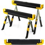 Goplus 2 x trteaux, chevalet de sciage portable en acier, rglage en hauteur, surface antidrapante, ...