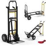 Goplus 3 - en - 1 chariot diable � main en m�tal avec roues en caoutchouc universelles, capacit� 450 ...