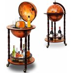 Goplus - bar globe terrestre avec 3 roues - porte bouteilles en bois - mini bar roulant - 4 compartiments ...